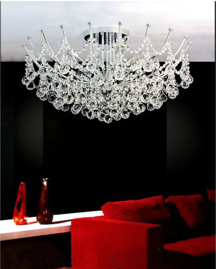 Lustre boule de cristal chromé, quincaillerie moderne, finition luxueuse, éclairage LED, 4 tailles, décoration de salon d'hôtel, E14 convaincu