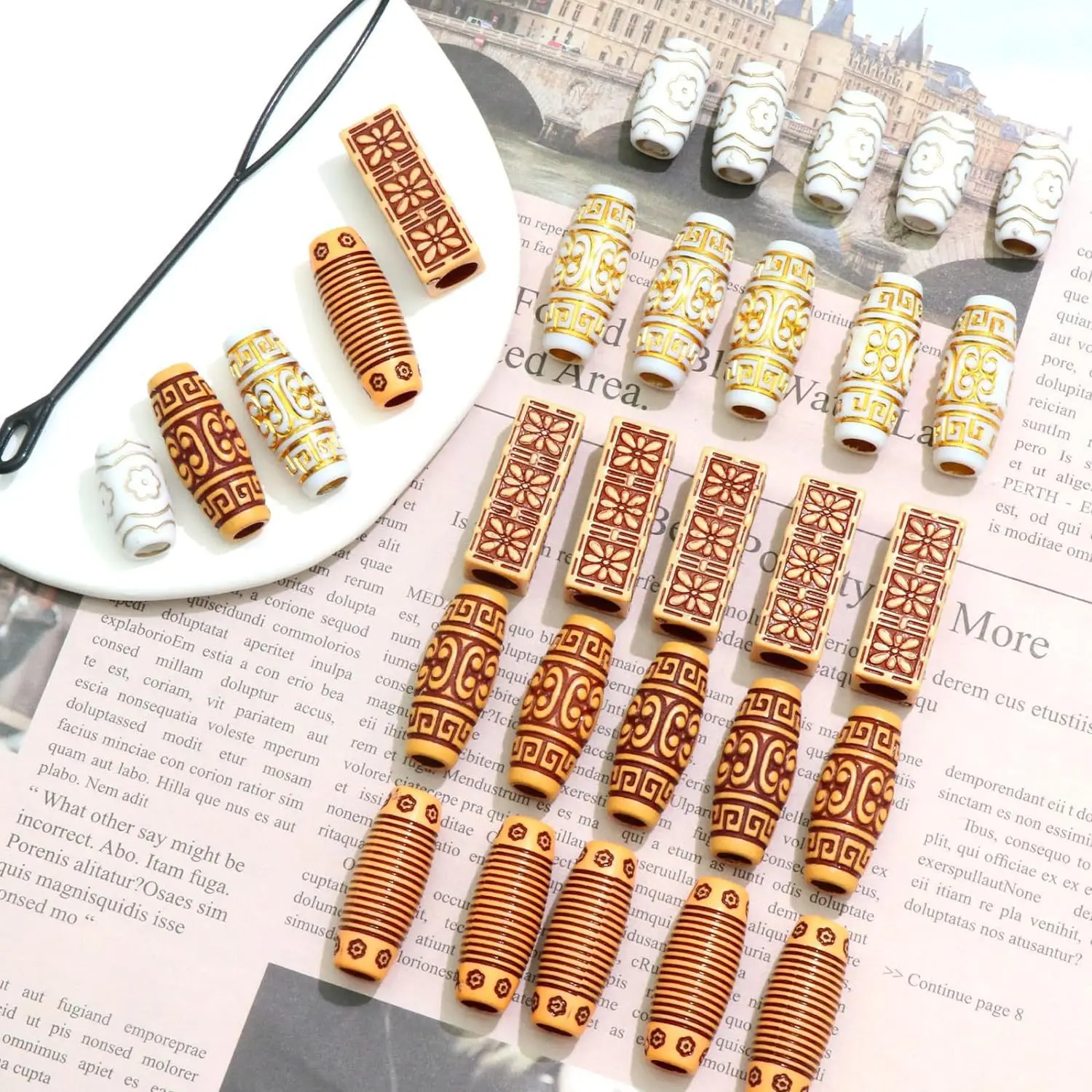 

40PCS Dreadlock Braid Cuffs Kit Gold Silver Electroplated Hollow Hair Loops For Box Braids And Rope Twists Durable Lightweight