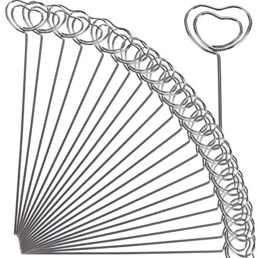 50 unidades de clips de alambre metálicos de 4.7'' de largo, con forma de lazo redondo, para manualidades DIY, soportes para tarjetas de mesa, notas, fotos, imágenes y memorias, para fiestas y cumpleaños
