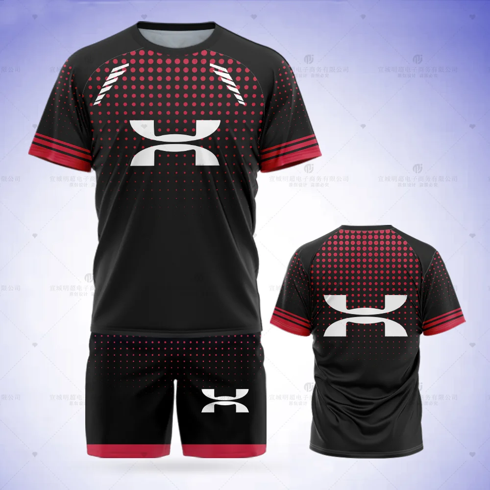 

Men's Short Sleeve Two-Piece Set Summer Kids Set Printed Sportswear Streetwear 2023 Casual Men Raglan T-Shirt Shorts Clothing