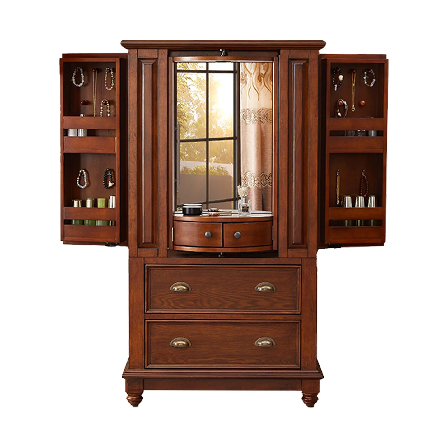 

American, integrated, floor-to-ceiling, jewelry cabinet, storage, solid wood, multi-functional, household