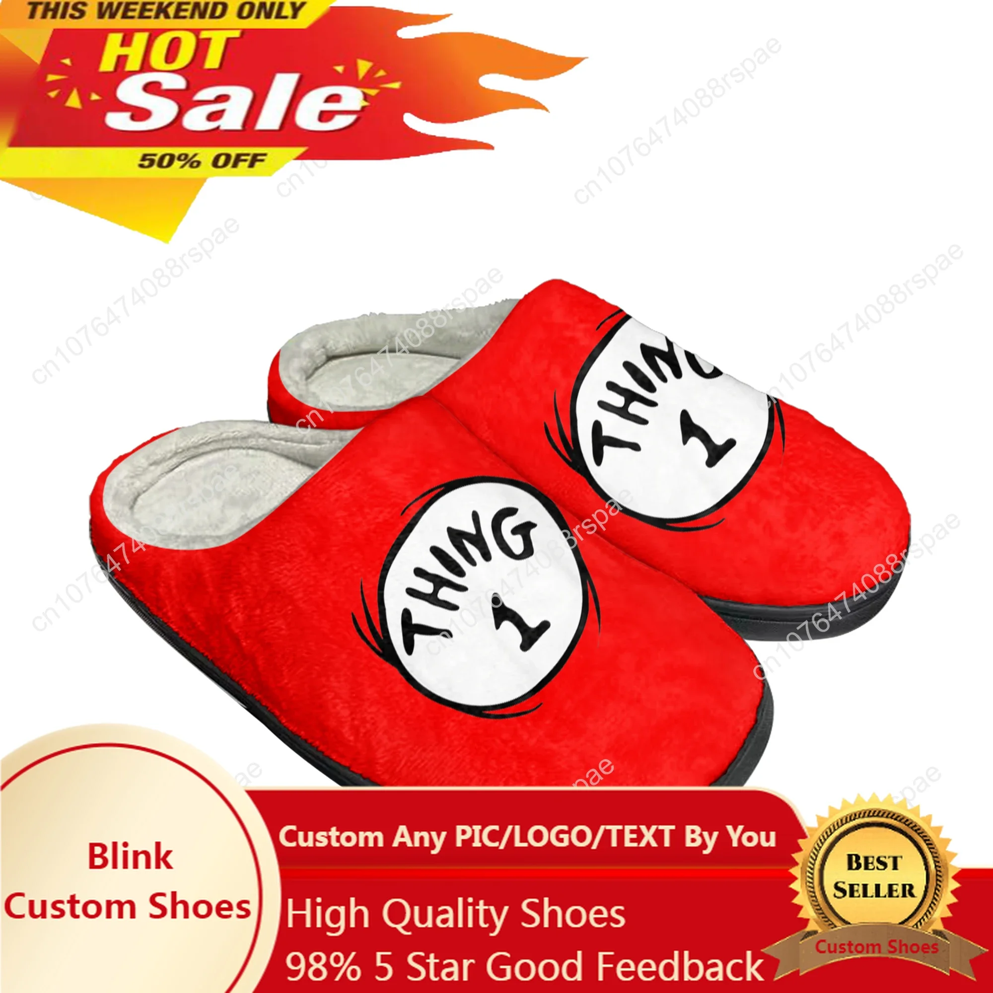 Mother All Thing Red Thing 1 2 Home Pantoufles en coton personnalisées pour hommes et femmes, sandales en peluche, chaussures décontractées pour garder au chaud, pantoufles thermiques