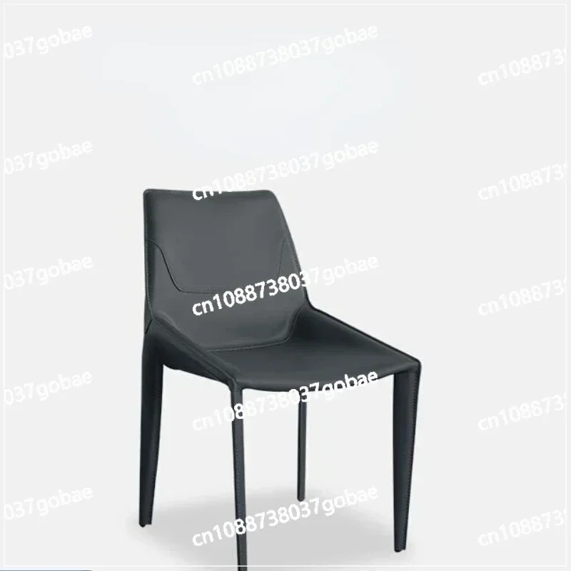 Minimalist Dining Chair Saddle Leather Modern Style Single Chair Restaurant