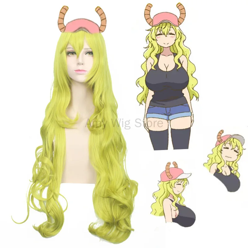 Wig Anime Miss Kobayashis Dragon Maid Tohru Cosplay Wigs with Bangs Ponytails Synthetic Hair Heat Resistant Kanna Quetzalcoatl