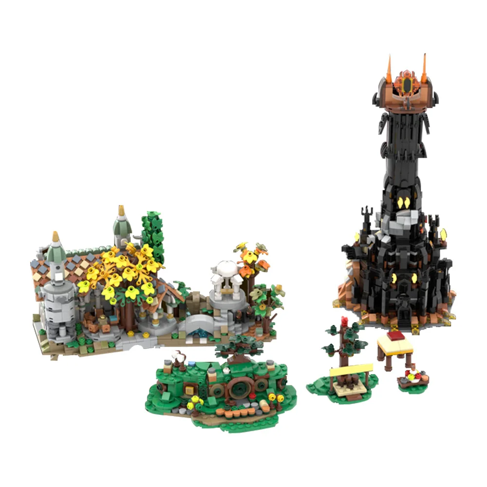 MOC-colección de arquitectura de escena de los anillos, modelo de bloques de construcción, Barads, Castillo negro, Durs, juguete ensamblado, regalo para niños