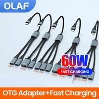 OLAF Type C HUB PD 60W Fast Charging Multi Port Splitter Cable USBC Male to USB+TypeC Female OTG Adapter Data Transfer Connector