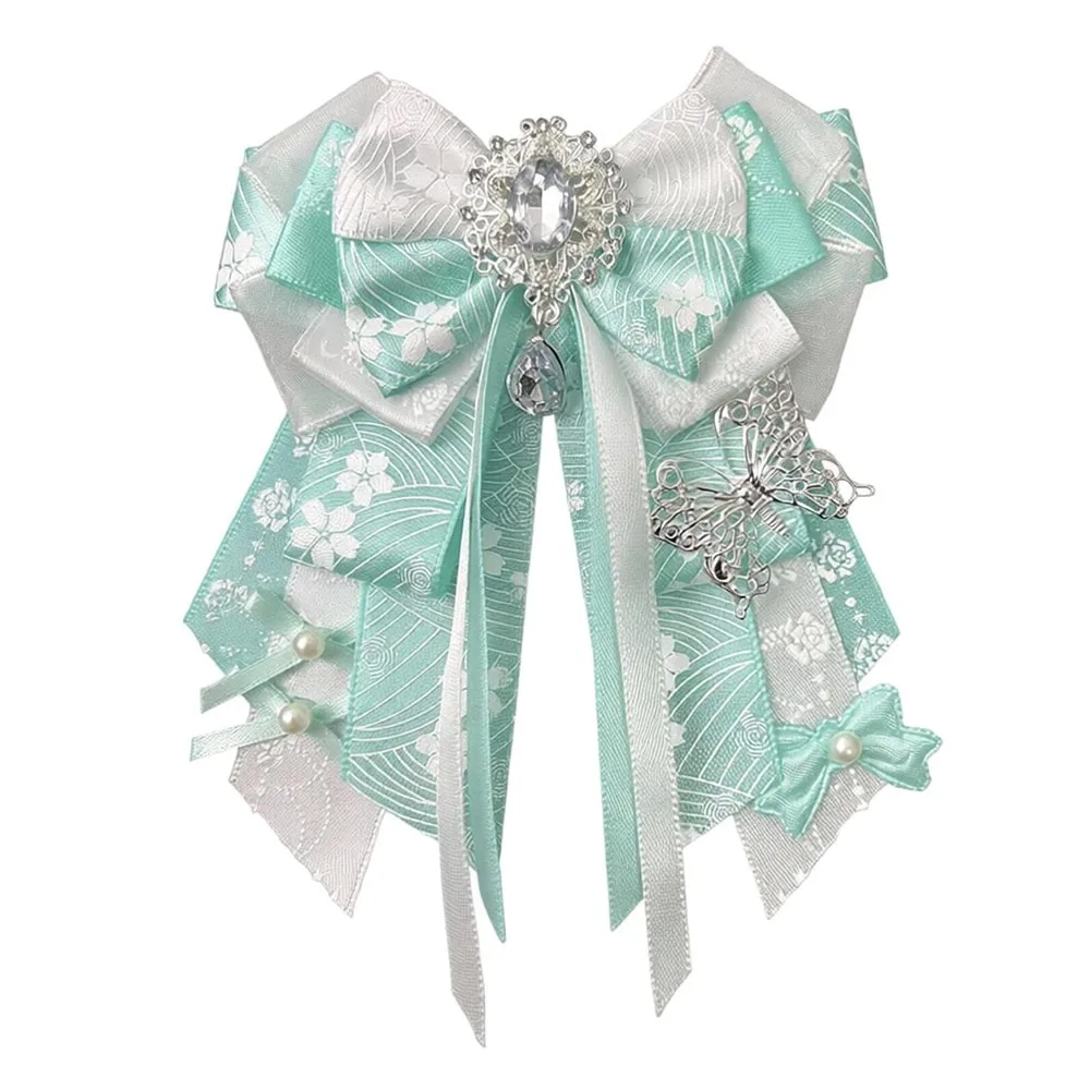 Double Layer Ribbon Itabag Decoration Long Streamers Handmade Jewelry DIY Lolita Merch Decoration with Pin Knot Bowknot