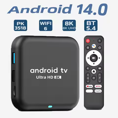 Android 14 TV BoxRockchip RK3518 Q18 Smart TV Box 8K Google Assistant Netflix Multimedia Player 2.4G 5G Wifi 6 BT5.4 128G ATV