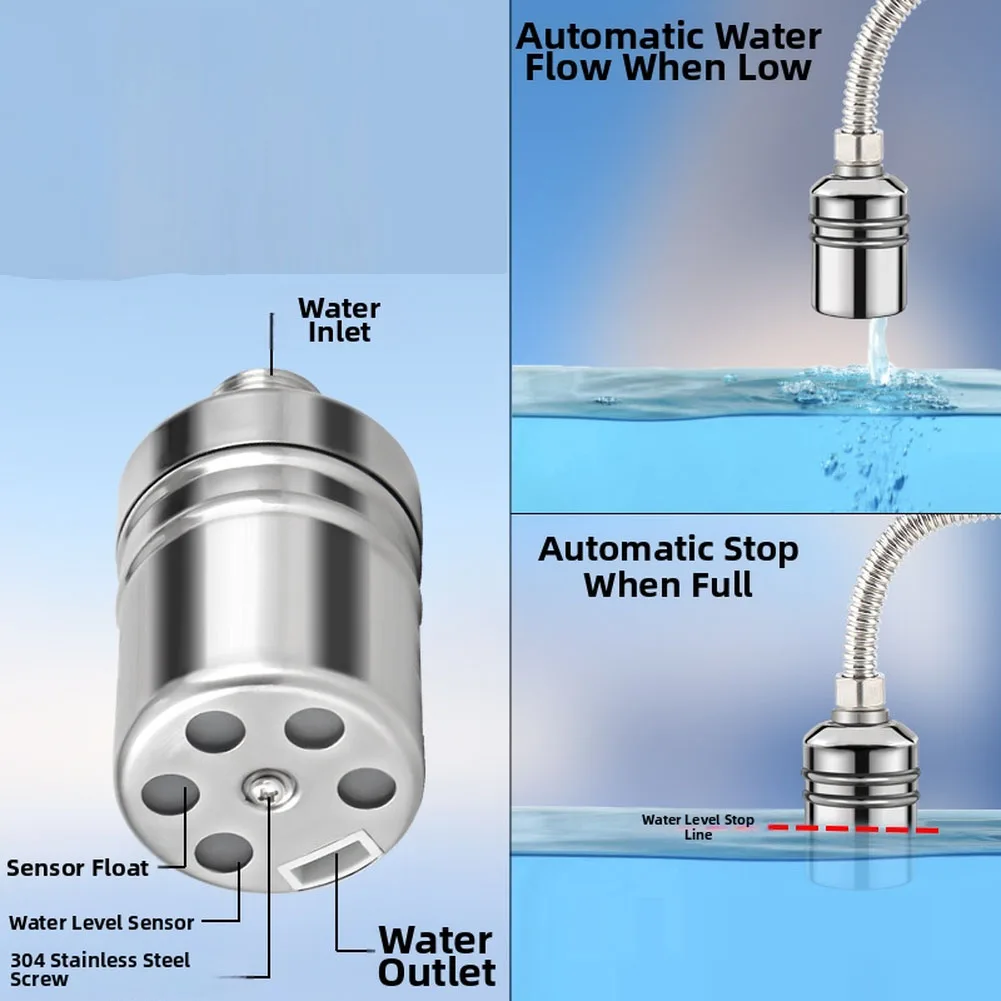 Válvula de Llenado de Agua para Piscinas de Acero Inoxidable de 25 mm para Mantener Niveles de Agua Estándar en Piscinas y Canales