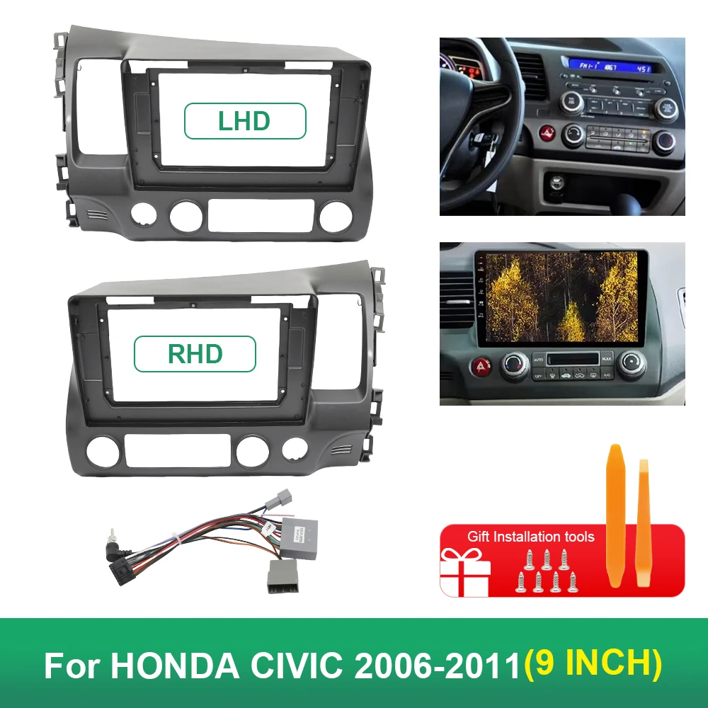 

10,1-дюймовая автомобильная DVD-рамка, комплекты отделки приборной панели, лицевая панель, радиоплеер, экран 2 Din для HONDA CIVIC 2006-2011, левая стереосистема