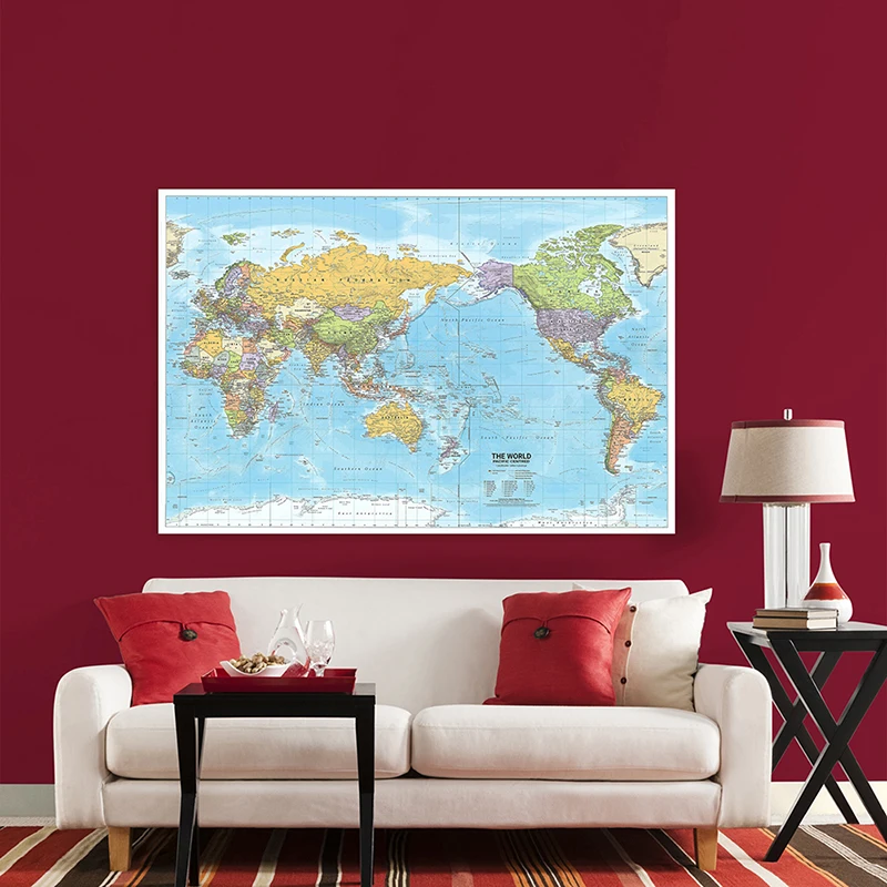 Multi Size 2012 Wereldkaart Grote Poster Print Muur Hangende Kunst Niet-geweven Stof Achtergrond Grafiek Decor Reisbenodigdheden in het Engels