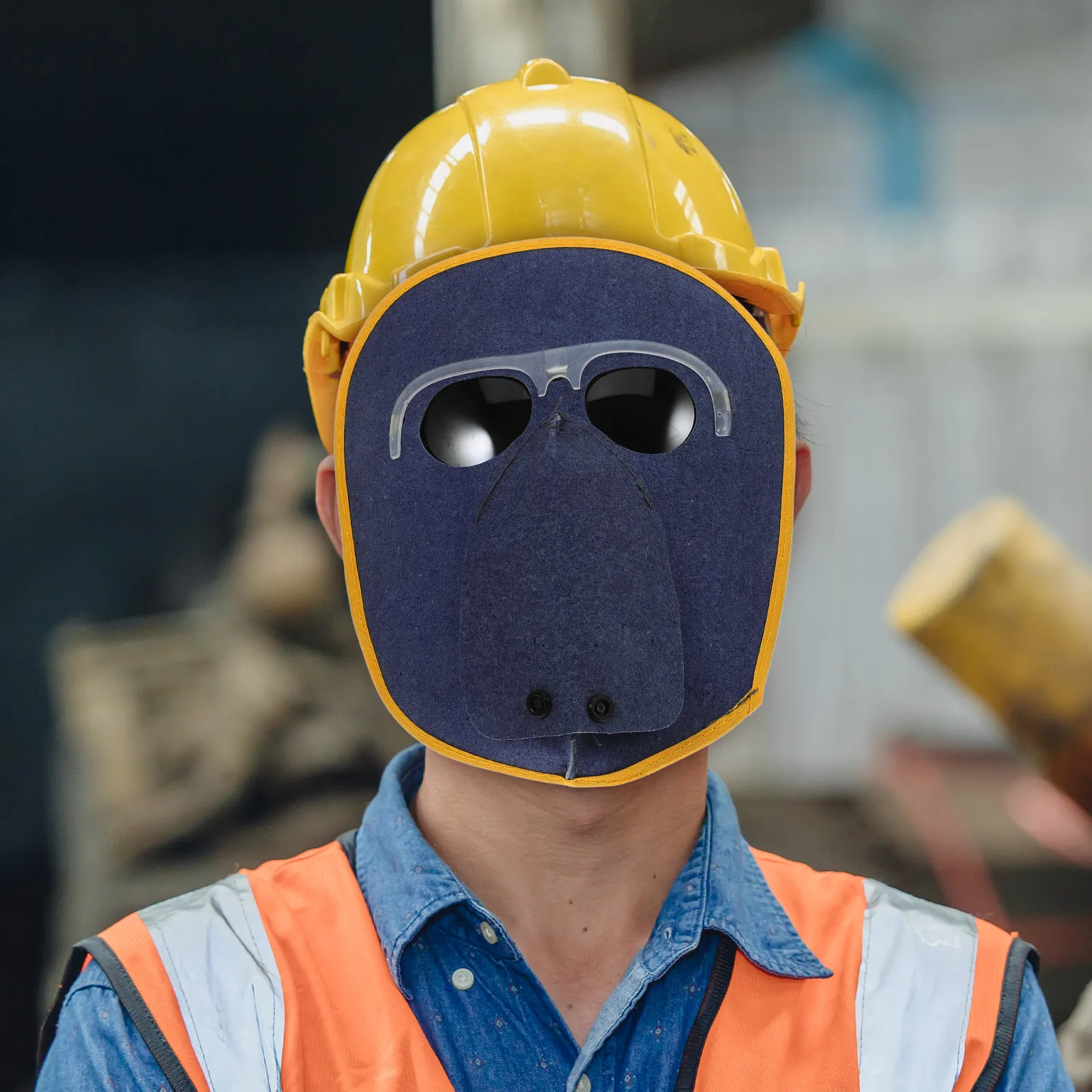 Cowhide Welding Mask Adjustable Strap Built-in Protective Glasses Welding Headgear Grinding Face Protector Safety Gear