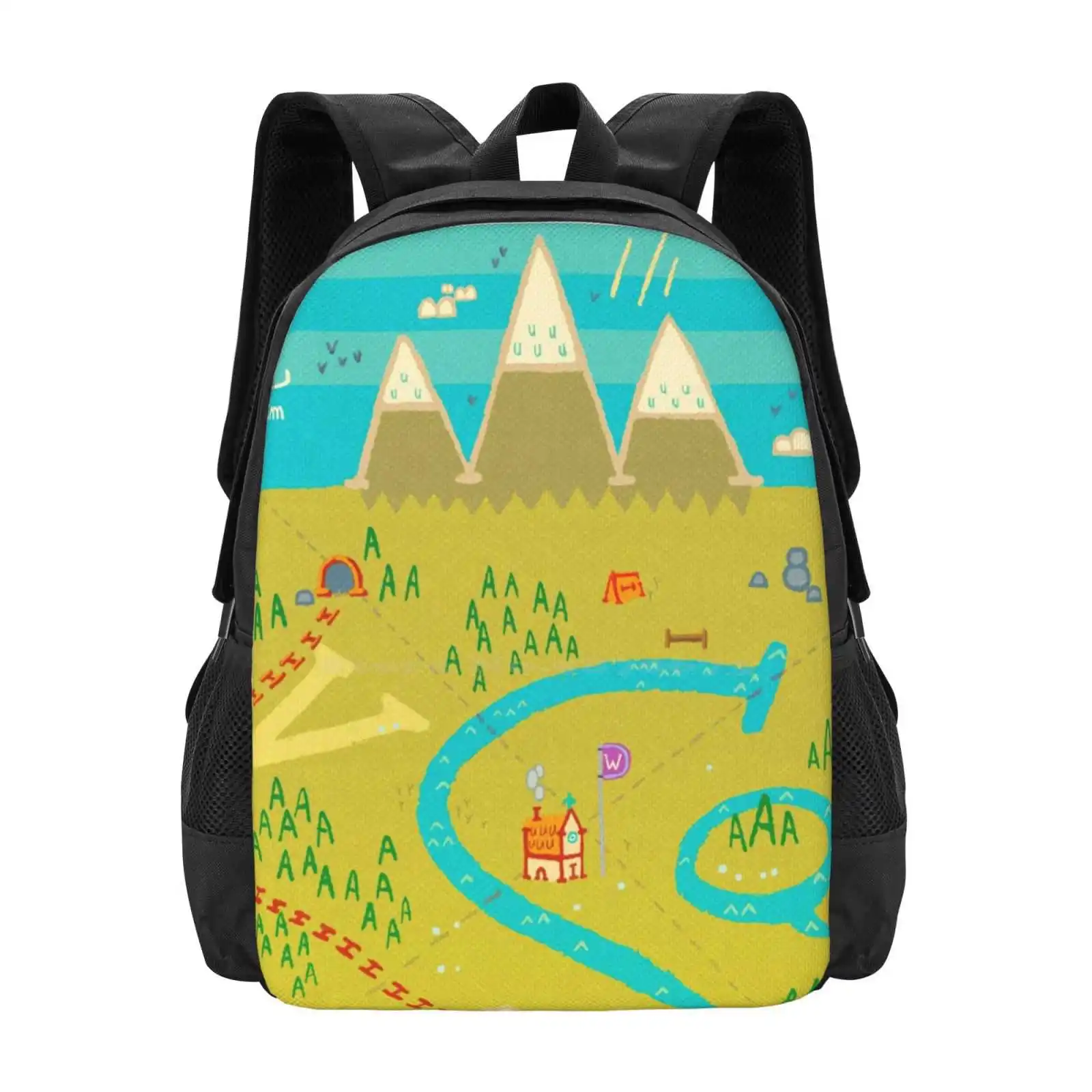 

Font Mountains School Bag Big Capacity Backpack Laptop Lanscape Font Typography Mountains Map Green Letters Country World View