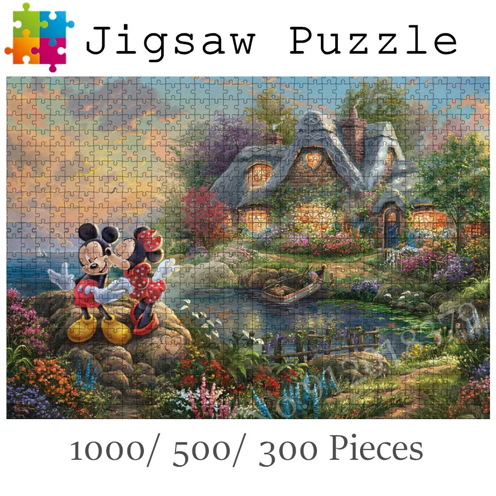 

Disney Puzzles 1000 Pieces Adults Mickey Mouse Diy Wooden Puzzle Model Assembled Educational Jigsaw Puzzle Toys for Kids Child