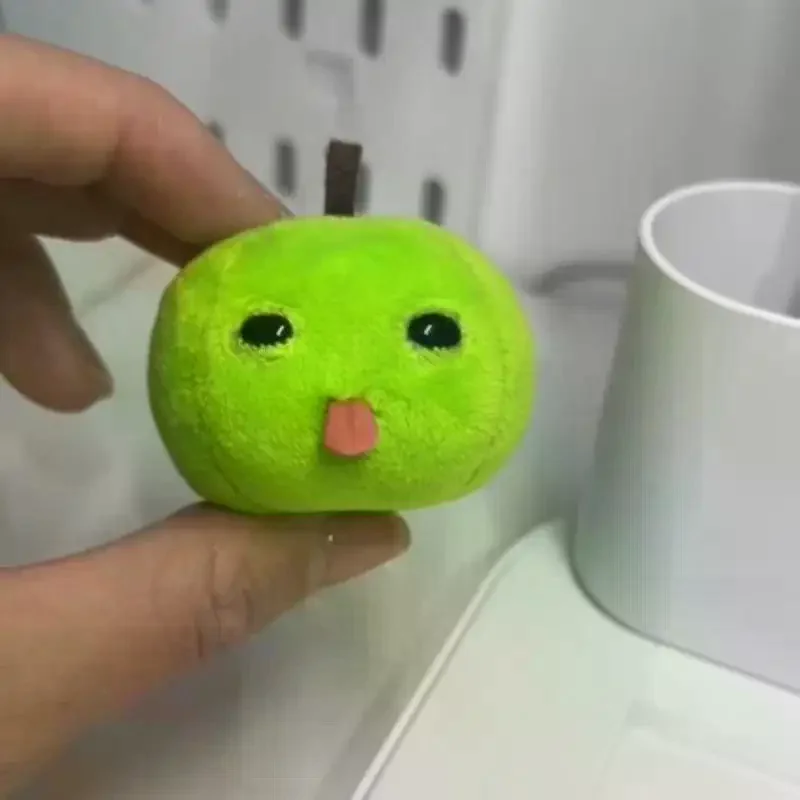 Abstract Green Plush Doll Keychain Backpack Pendant Creative Funny Fruit Keyring Accessories Friends New Year Gift