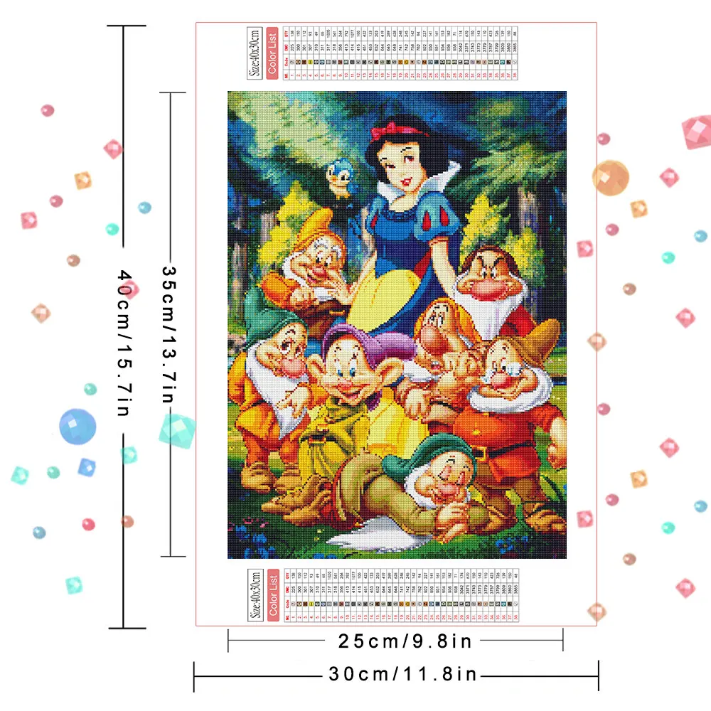 Disney Diamond Painting Seven Dwarfs Snow White 5D Mosaic DIY Embroidery Home Decor Gift Full Round 30x40cm