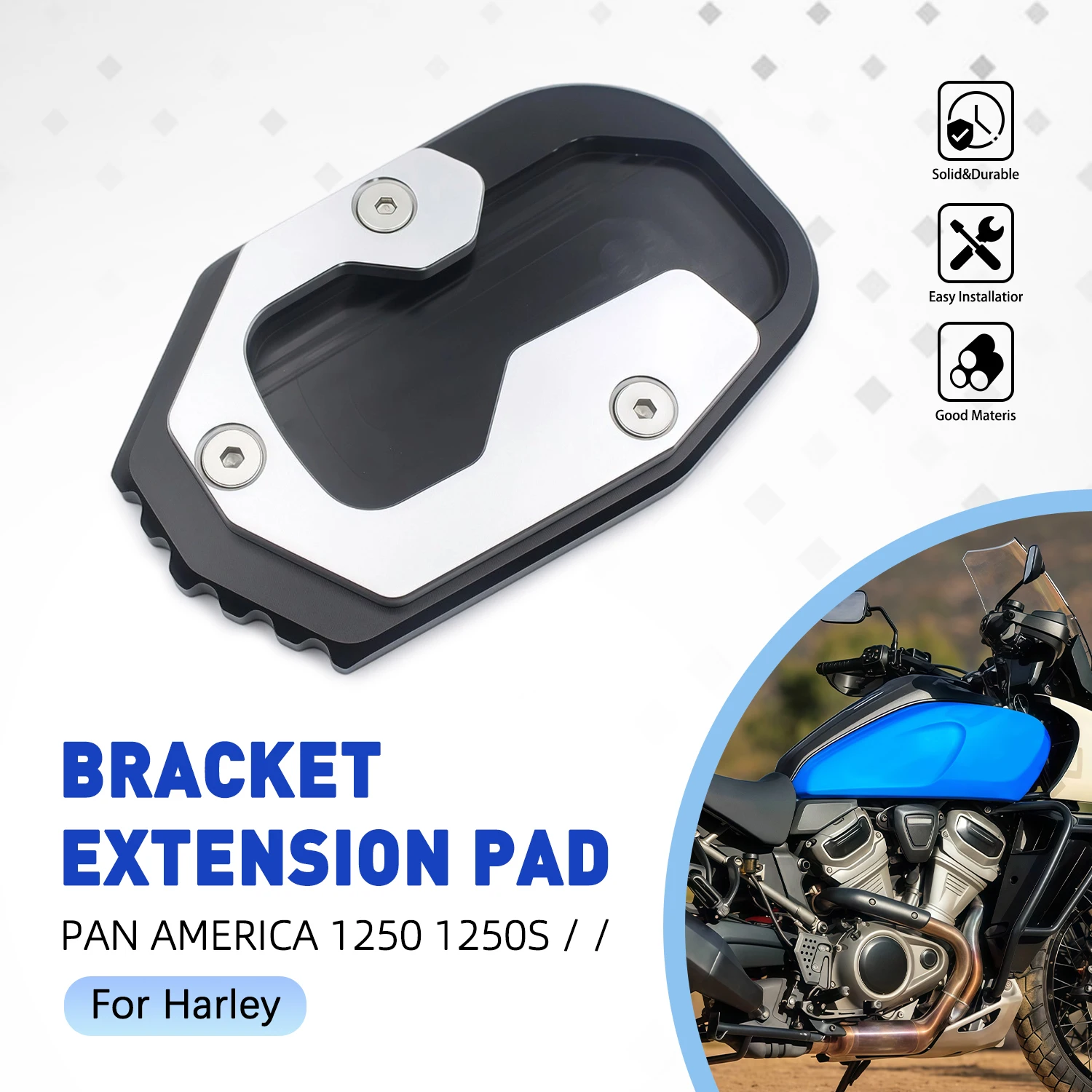 Motorcycle Kickstand Foot Side Stand Extension Pad Support Plate For Harley PAN AMERICA 1250 1250S ADV 2021 2022 2023