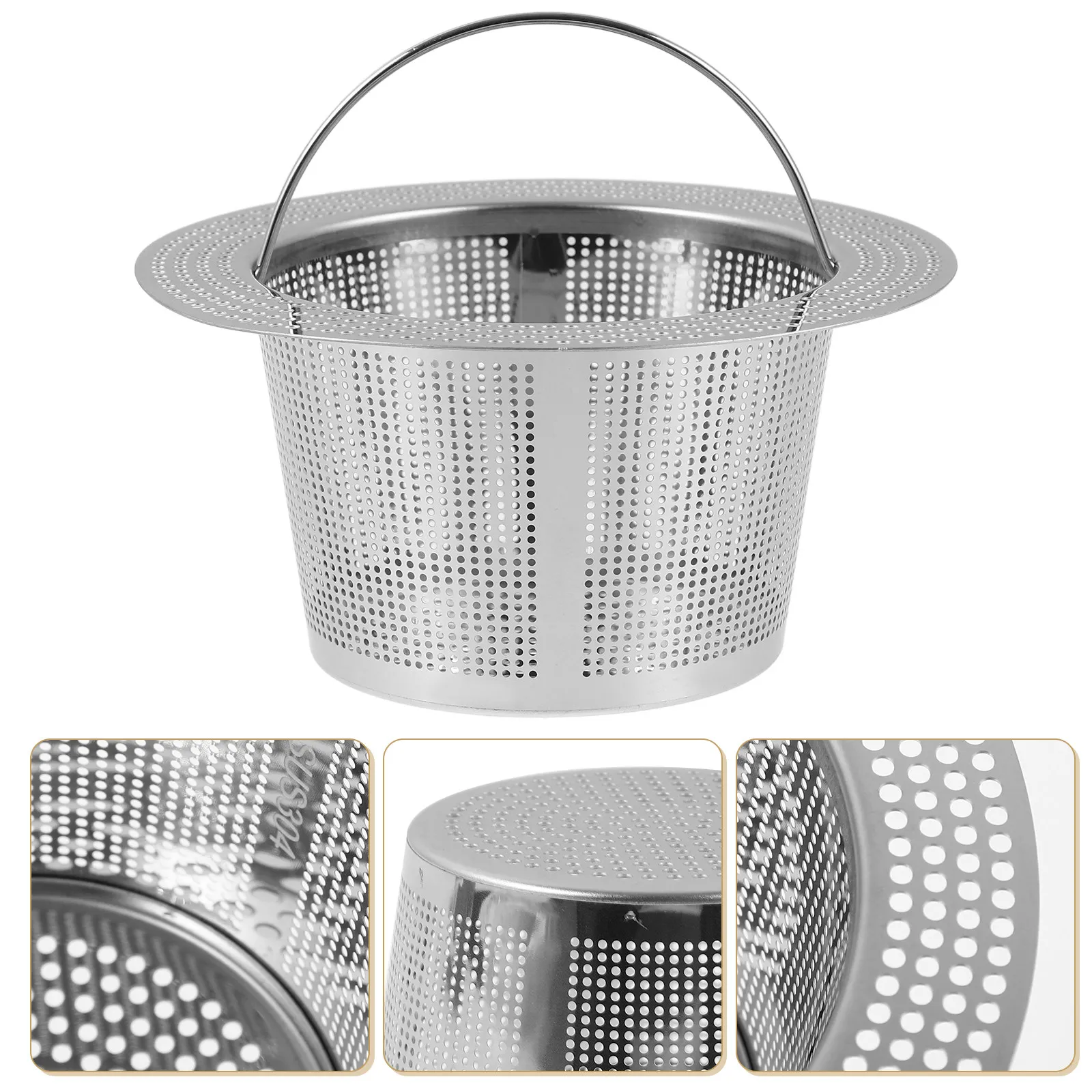 

Stainless Steel Kitchen Sink Strainer Drain Basket Metal Filter for Food Particles Hair Catcher Efficient Flow Easy Install