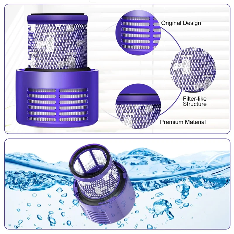 ABUG-V10 Filter Part Compatible For Dyson V10 Cyclone Series,V10 Absolute,V10 Animal Filter 3 Pack Filters And Clean Brush