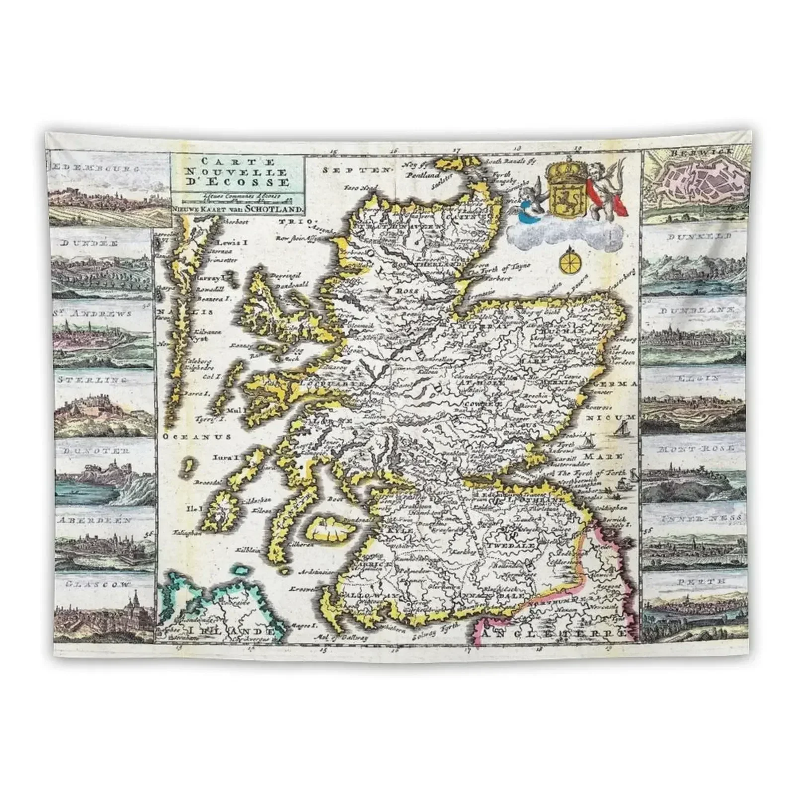 

Map of Scotland - Geographicus Ecosse ratelband - 1747 Tapestry Decoration Aesthetic Home Supplies Tapestry