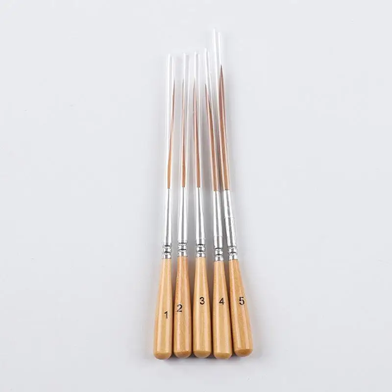 5Pcs Fine Tipped Long Liner Brushes Watercolor Acrylic Paint Brushes for Corner Filling & Contour Art Drawing
