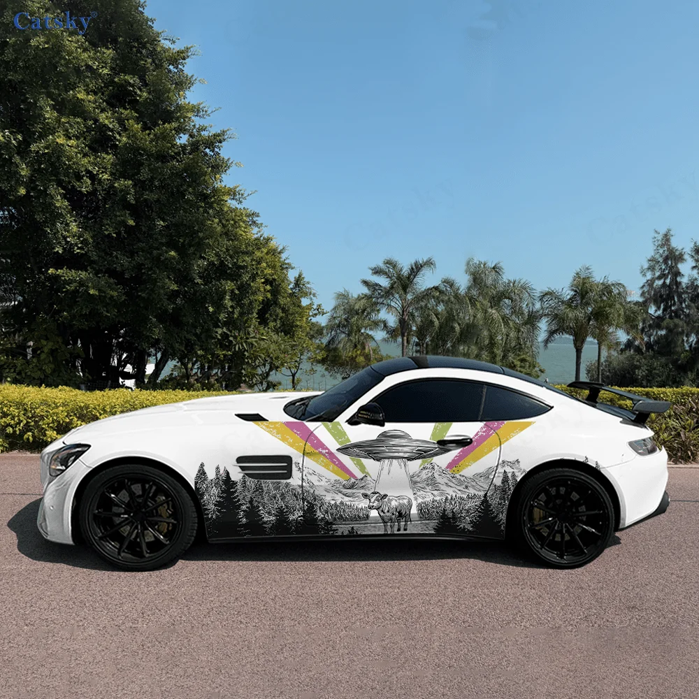 

Радуга НЛО горный крупный рогатый скот автомобильные виниловые наклейки самоклеящаяся наклейка из ПВХ подходит для грузовиков внедорожник Декор автоаксессуары подарок