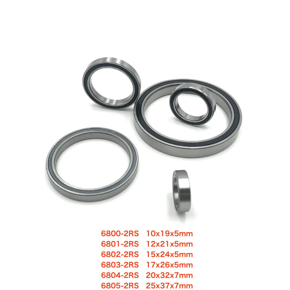 

15-60pcs/Lot 6800-2RS , 6801-2RS , 6802-2RS , 6803-2RS , 6804-2RS , 6805-2RS Rubber Thin Wall Deep Groove Ball Miniature Bearing