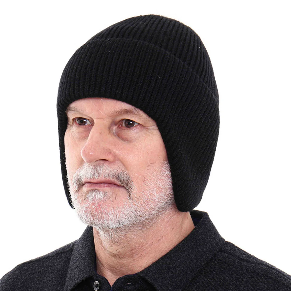 Solid Color Knitted Ear Protection Beanie, Unisex Winter Warm Hat with Ear Flaps, Outdoor Thick Thermal Skull Cap for Men Women