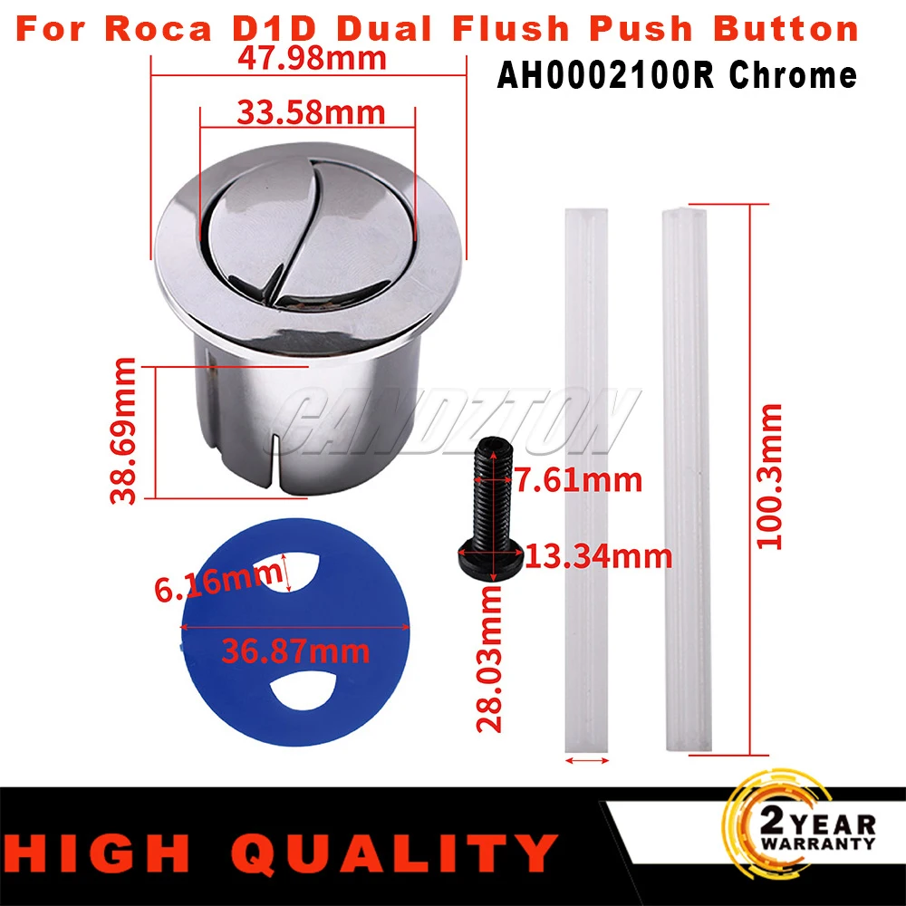 AH0002100R Chrome Push Button Dual Flush Old Style 82204000 For Roca D1D Dual Flush Push Button & Plain Push Rods Short Body