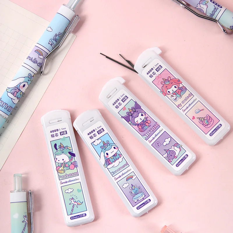 1/2/4 SZT. zestaw ołówków Kuromi Cinnamoroll, nowy kreatywny zestaw ołówków dla uczniów, urocze ołówki z kreskówkami, łatwe do pisania, trudne do złamania, wymienne wkłady grafitowe c