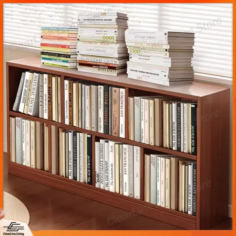 Modern Floor Bookshelf for Kids Simple Wooden Storage Cabinet Combination Lattice Unit Home Organization Furniture