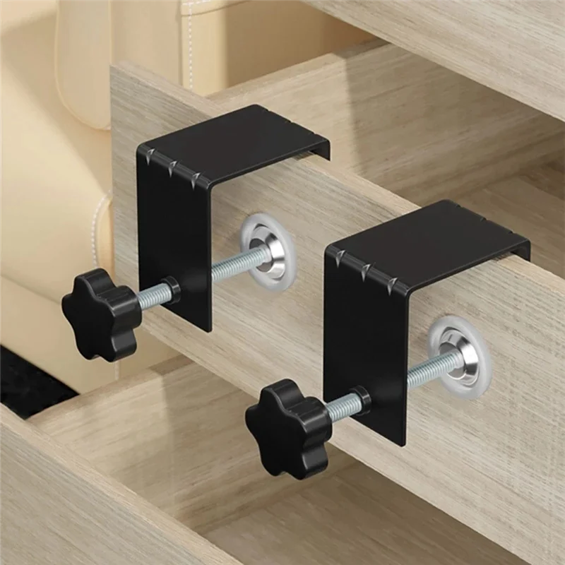 

ABRU-Drawer Front Installation Clamps Furniture Woodworking Easy To Use Cabinet Tool,2Pcs Black
