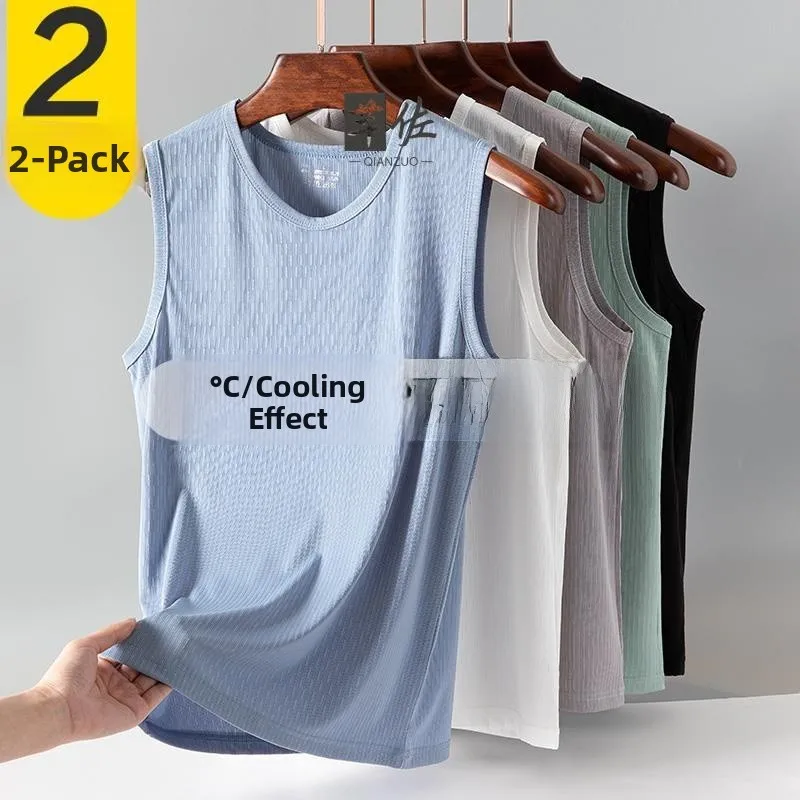

Ice Silk Vest Men's Summer Thin Outerwear Modal Quick Dry Shoulder Top Sports Sleeveless T-shirt Luxury Style Regenerative Ce...