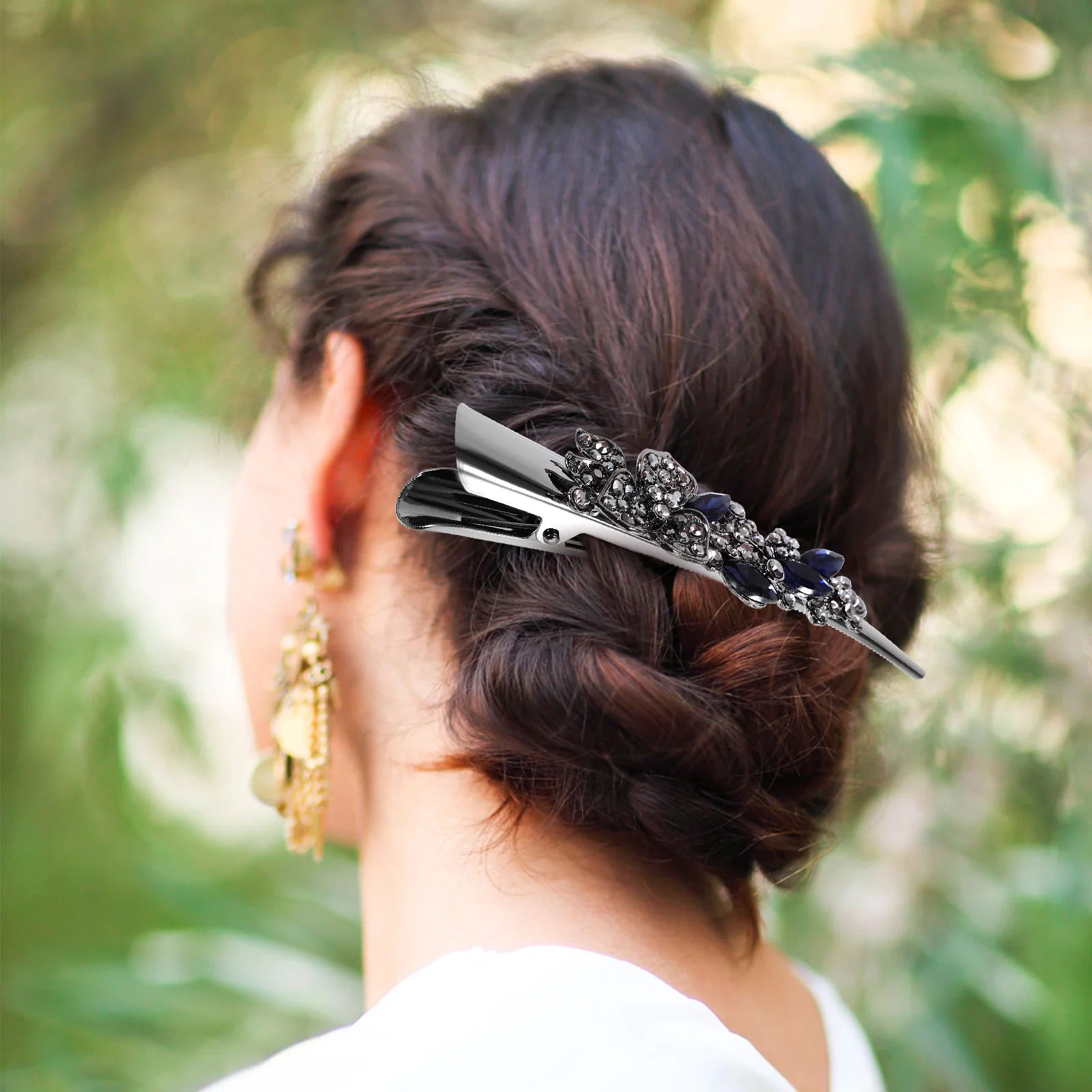 

Rhinestone Hair Barrette Shiny Women'S Styling Clip Billed Alligator Clip Large Sparkly Vintage Hairpin For Thick Fine Hair