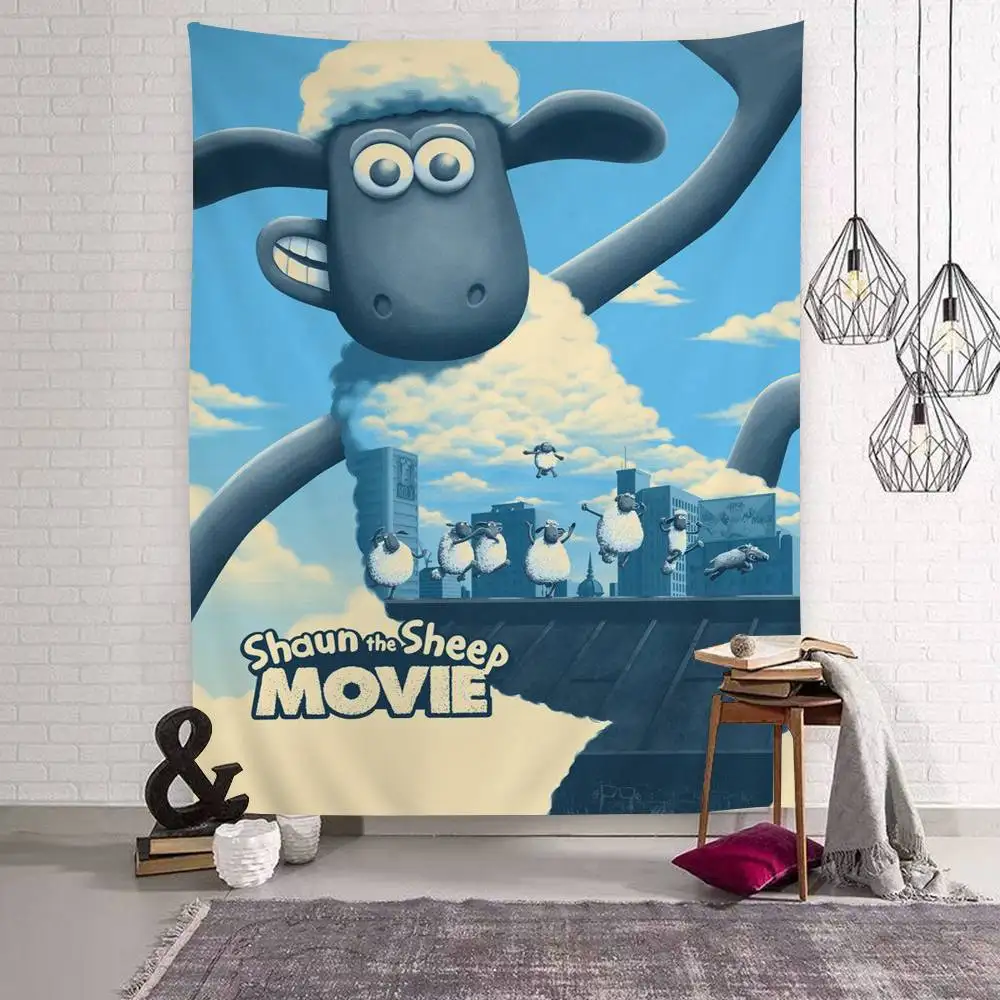 Tapiz de pared DIY de dibujos animados de S-Shaun, el ovejero, para sala de estar, hogar, dormitorio, decoración de pared