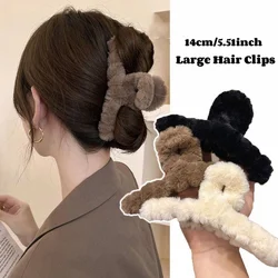 AISHG-Grampo de Cabelo Peludo para Meninas, Garra Elegante, Moda Coreana, Extra Grande, Coelho Imitado, Garra, Grampos de Garganta, Acessórios, 14cm