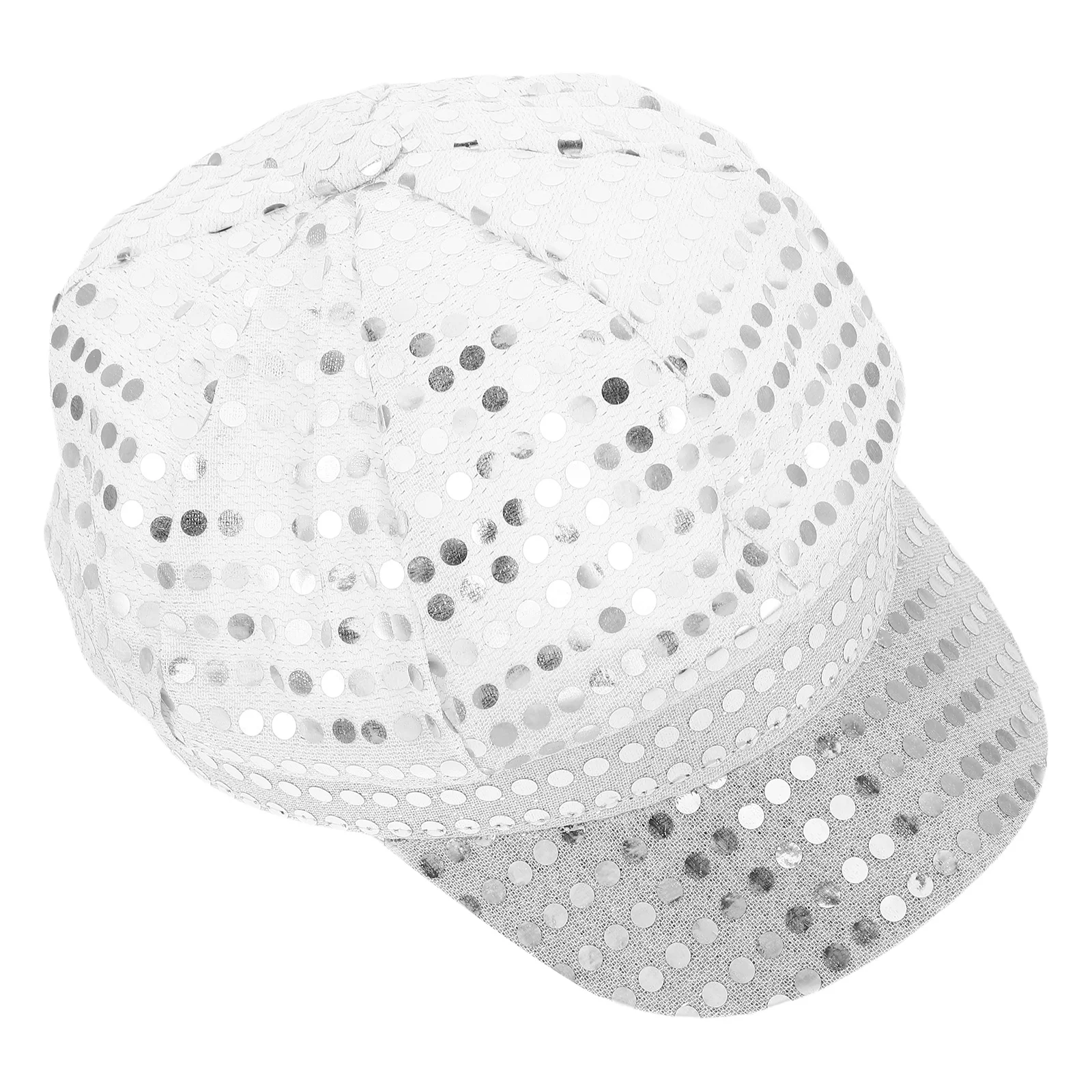 Cappello ottagonale con paillettes retrò per donna uomo Berretto da discoteca scintillante Finitura a specchio Accessorio per performance sul palco in stile vintage