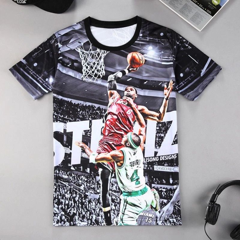 Camiseta de baloncesto con estampado 3D para hombre y mujer, camisa informal y transpirable con figura de estrella de la NBA, novedad de 2024