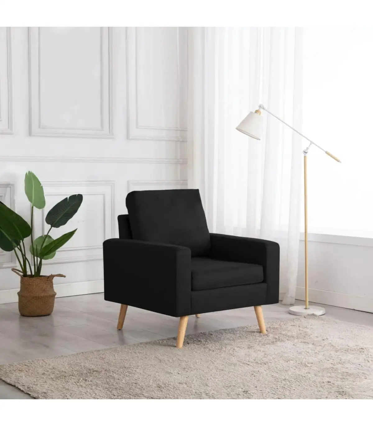 Black fabric armchairs