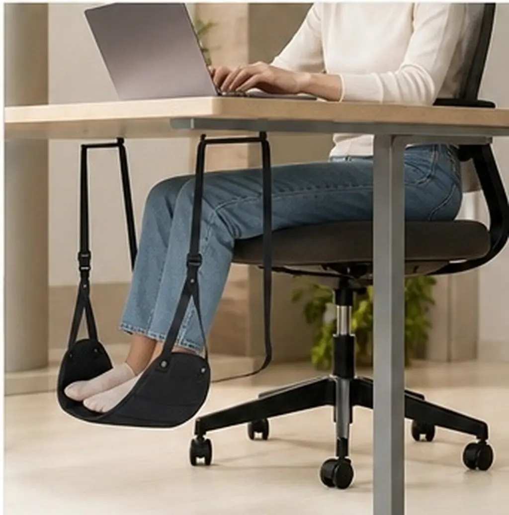 Airplane Foot Hammock Adjustable Breathable Footrest Travel Essential Foot Rest for Plane Flight Office
