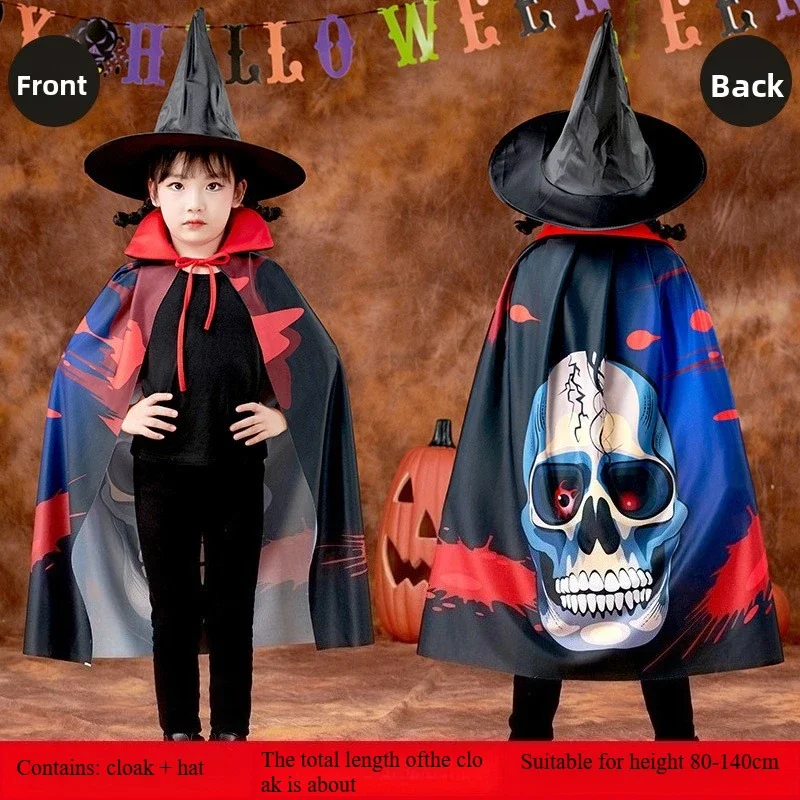 مجموعة أزياء الهالوين للأطفال مع طباعة ثلاثية الأبعاد وقبعة لأداء الحفلات #5