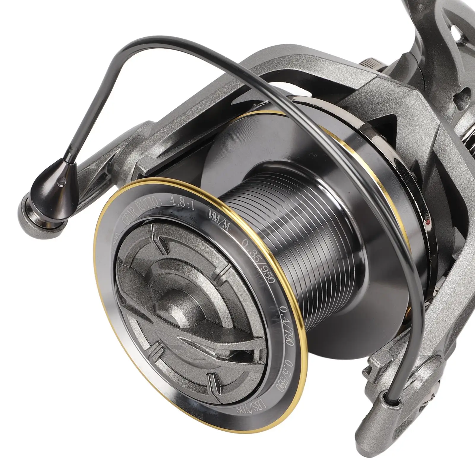 4.8:1 High-Strength Fishing Reel with Metal Body & Long Cast Aluminum Wire Cup for Sea Fishing