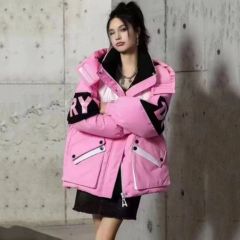 Winter Warm 90 White Duck Down Jackets Women Hooded Parka Clothing Coat Casual Thick Short Split Puffer Snow Jacket Overcoat