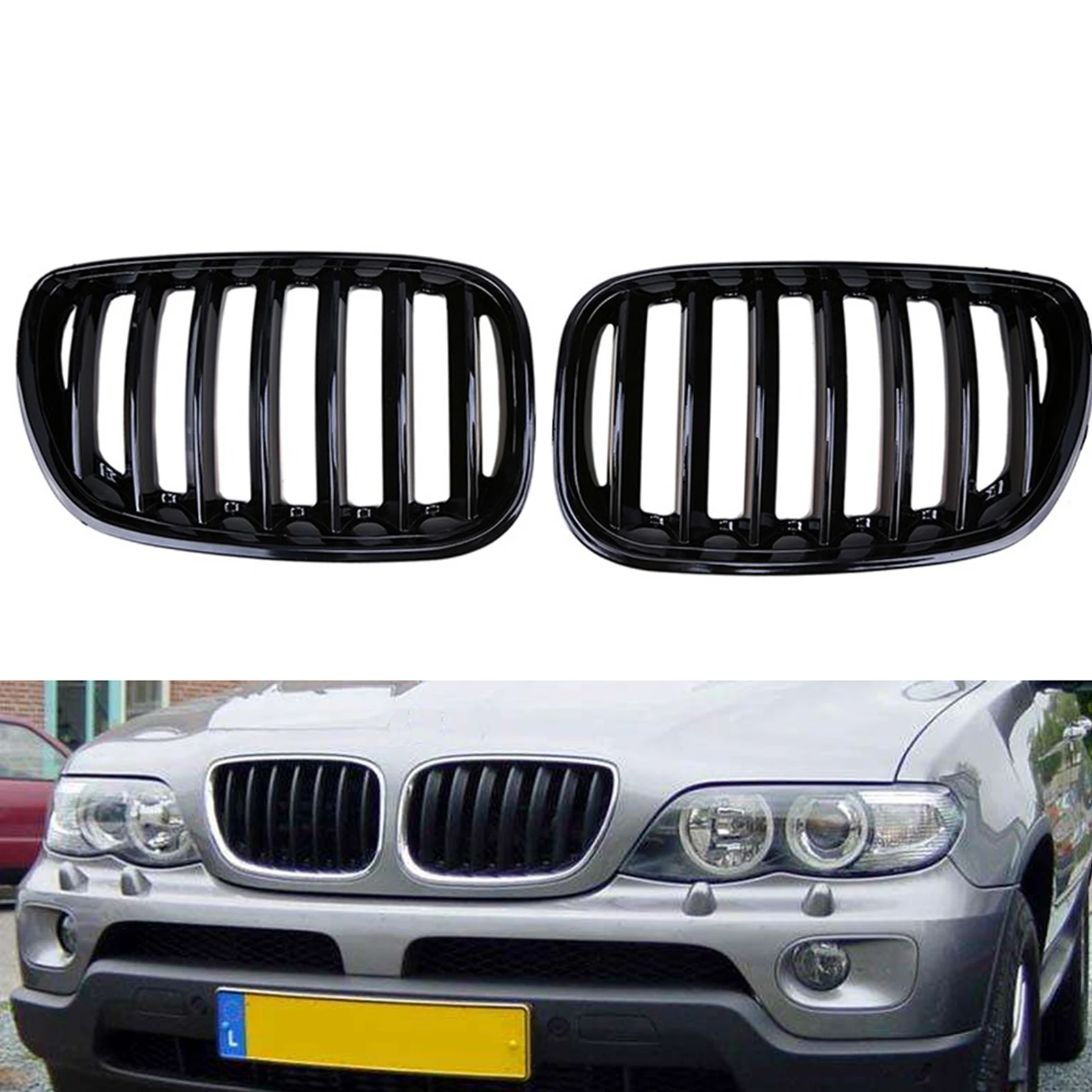 

Глянцевая черная передняя решетка Artudatech, подходит для BMW X5 E53 2004-2006 X Series