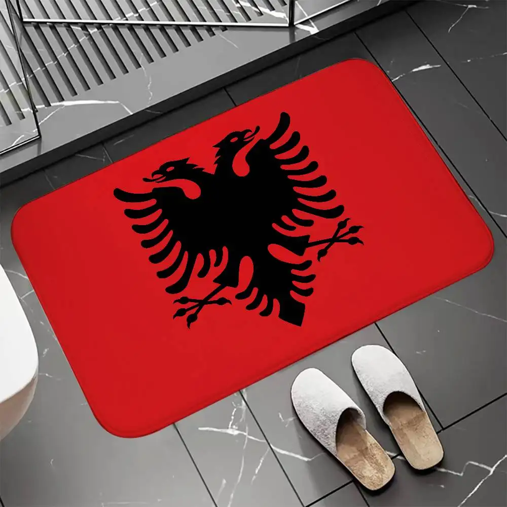 

Luxury Albania Flag Floor Mat Entrance Doormat Bath Mats Non-slip Mat Carpets Carpet Entrance of House Custom Kitchen