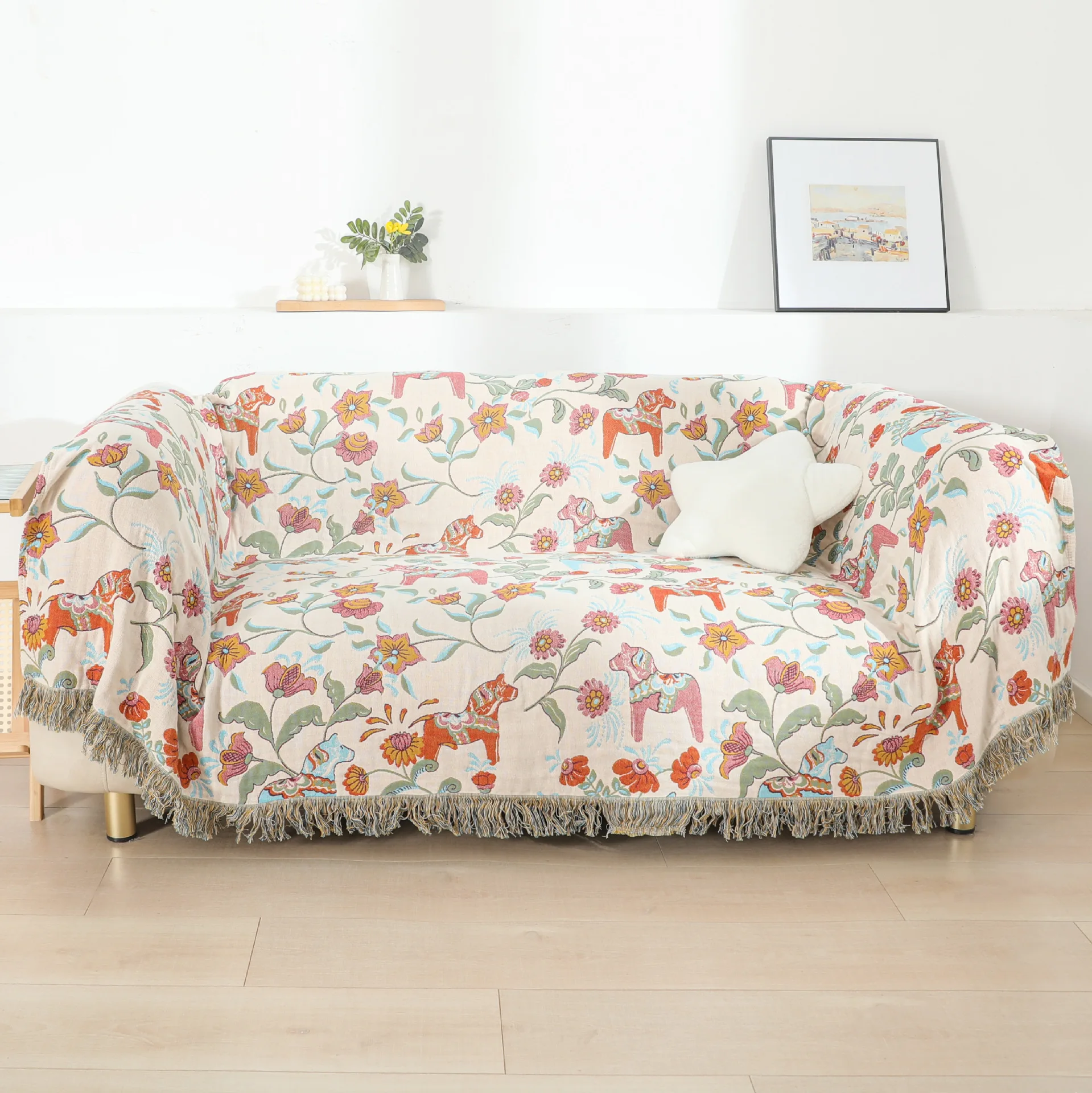 

Floral Throw Blanket, for Sofa Bed, Bedspread, Slipcover, Multifunction, 4-Layer Gauze Cotton, High Quality, 200*230cm