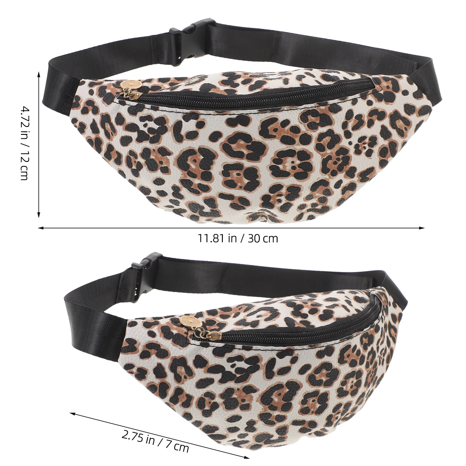 

1pc Leopard Waist Pack Dual Zipper Small Bum Bag Adjustable Belt Zipped Pockets Women Fanny Pack Fashion Waist Bag Purple