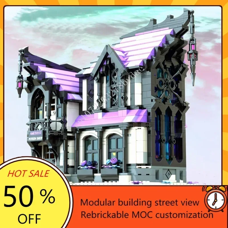 

2129PCS Amethyst Potion Shop Custom Puzzle MOC Creative Street View Model DIY Educational Toy Gift for Puzzle Enthusiasts