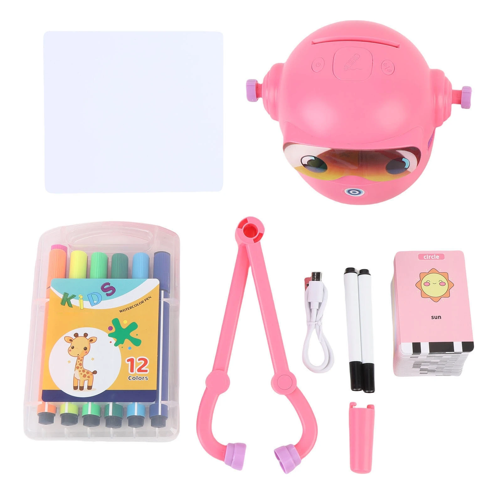 drawing-robot-interactive-painting-learning-preschool-learning-educational-with-100-word-cards-12-color-pens-for-children