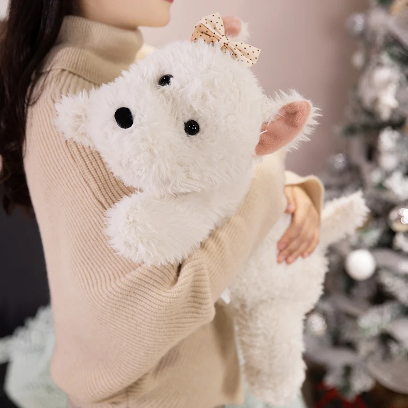 

Simulation lovely Fluffy Hair West Highland Dog White Terrier Plushie Soft Puppy Plush Toy Stuffed Lifelike Animal Appease decor